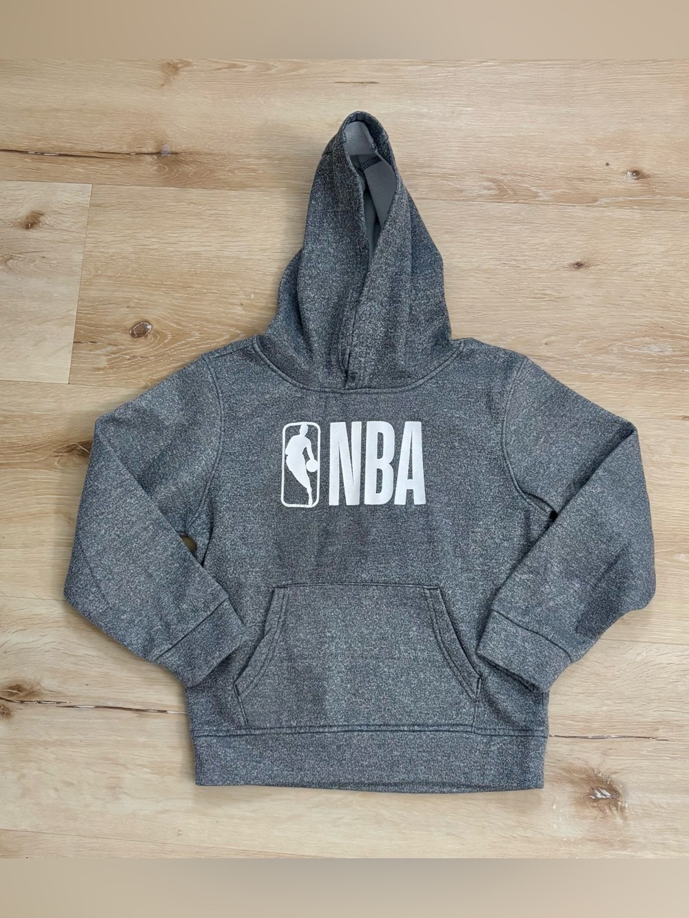 NBA Kids Heather Gray Pullover Hoodie with White Logo